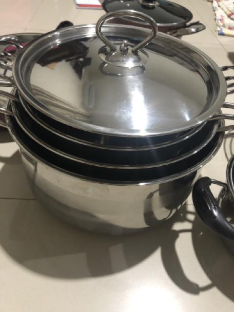 Panci Set Susun 4 Putih Polos Indoglass