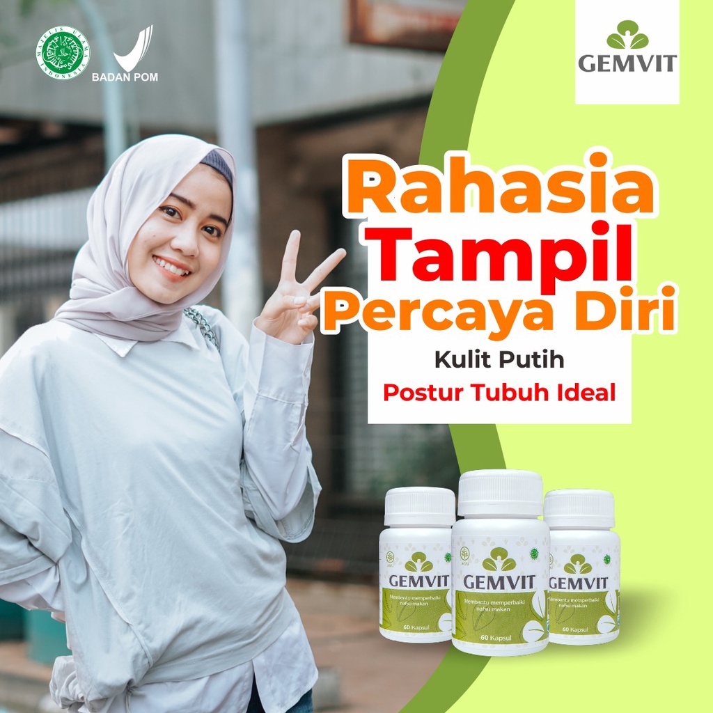 Gemvit suplemen penambah penggemuk badan bpom anak dewasa pemutih badan permanen bpom original