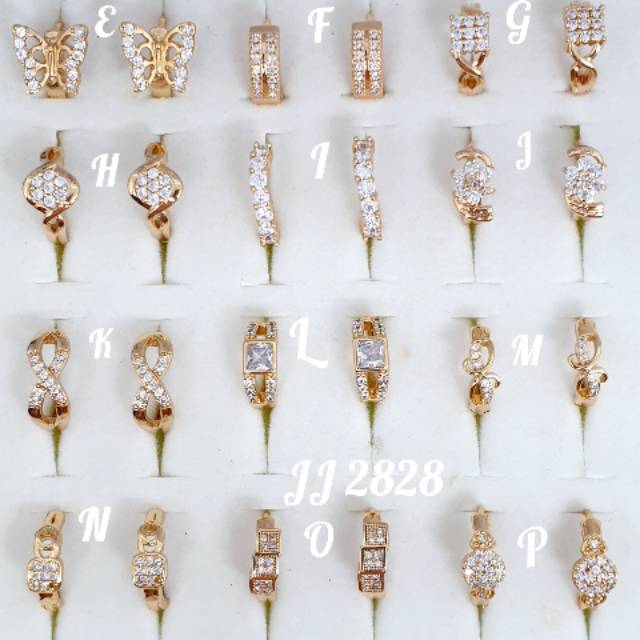 Anting jepit ♡TIN-6♡ permata lapis mas