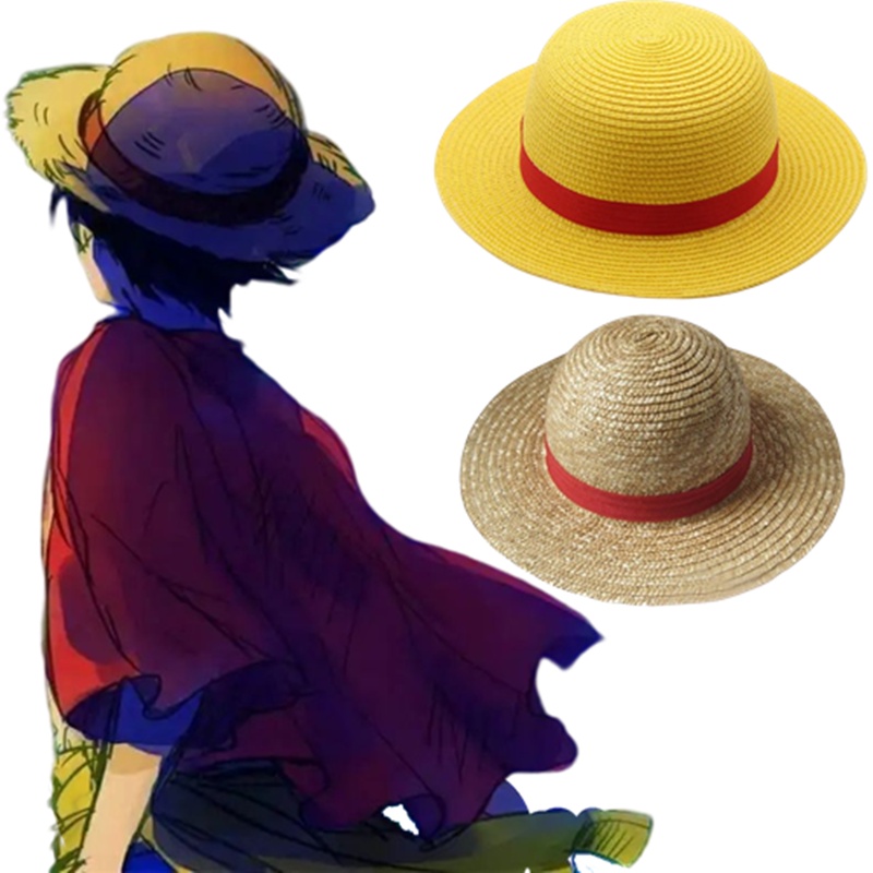 Topi Jerami Desain Kartun Anime One Piece Luffy Gaya Jepang Untuk Anak Dan Dewasa