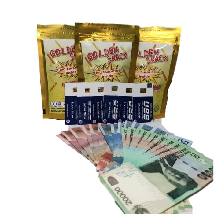 

1pack Golden Snack berhadiah logam mulia dan uang tunai