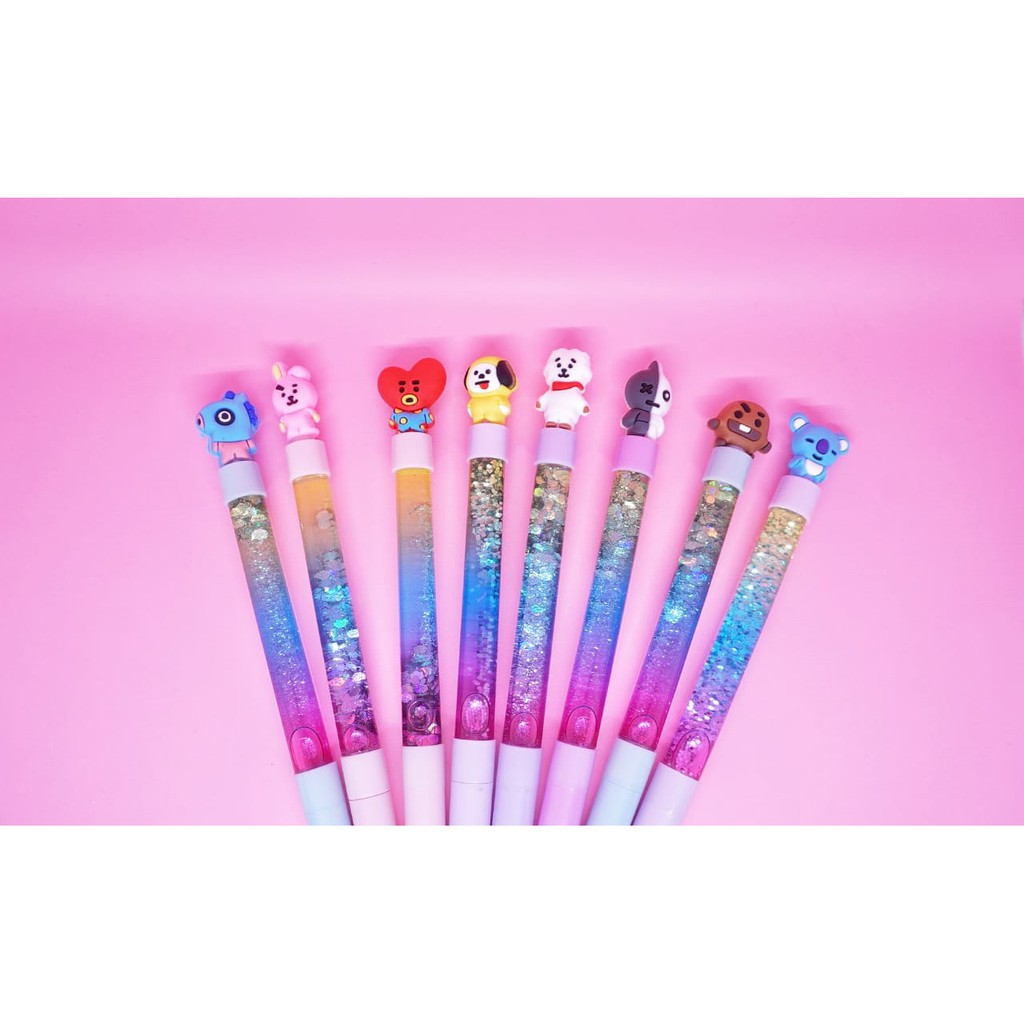 

PULPEN GEL GLITTER BT21 PEN BANGTANBOYS ALAT TULIS UNIK BOLPOIN BOLPEN BT21 ALAT TULIS BT21