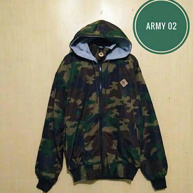 Jaket Jumbo XXL motif TENTARA Parasut ARMY DORENG Grey
