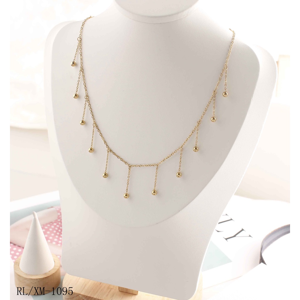 Kalung Titanium Biji Bola Dan Mata Warna Warni Perhiasan Fashion 1095,262