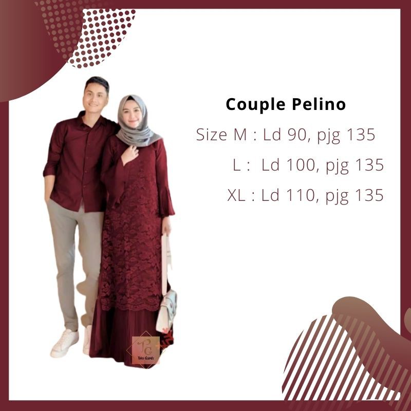 Baju Gamis Pasangan Couple Muslim Brukat Lengan Panjang - Couple Pelino - Size M - L - XL-5