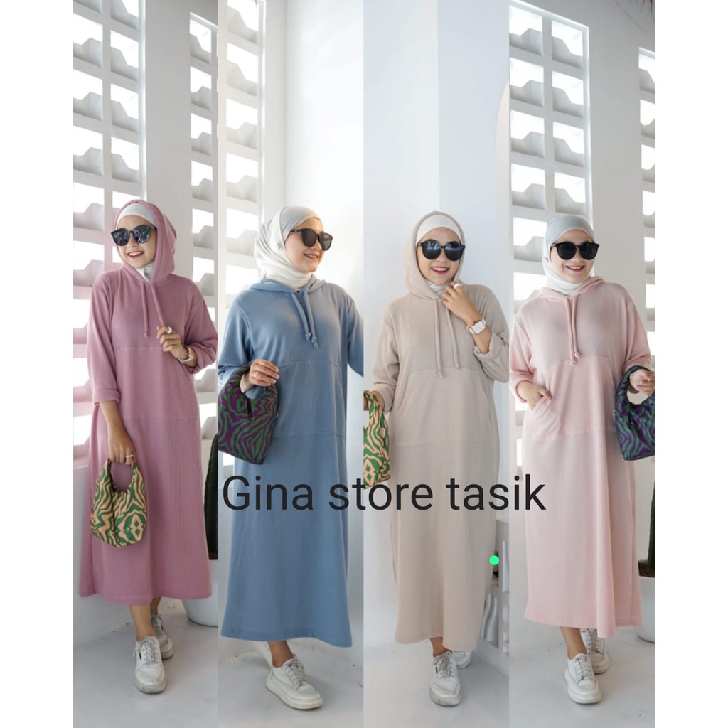 Aruna Hoodie Dress"  Ld 110cm Pb 120cm Bahan Cameron Knit