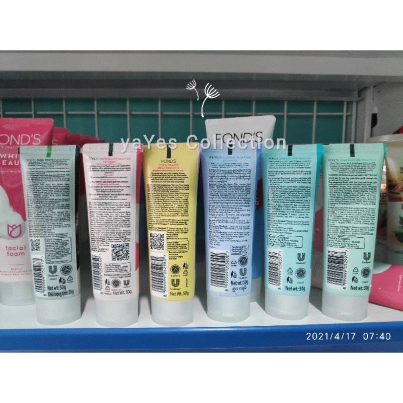 Ponds facial foam Scrub 100ml 50 ml sabun Muka wajah anti bacterial Pure White Bright Beauty oil control solutions glow Pink Hitam Hijau Toska Ungu Biru