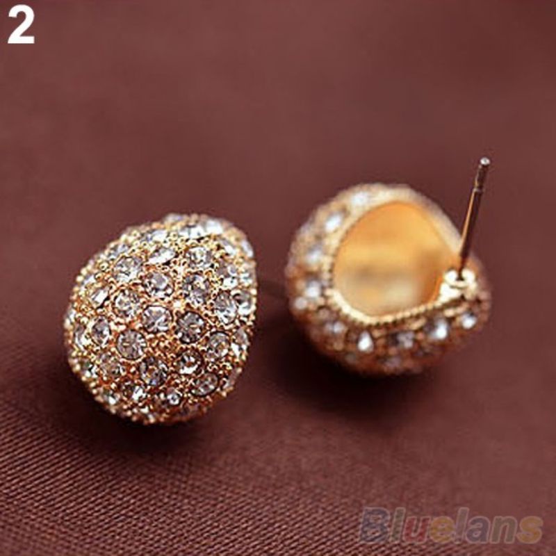 FerenHongXia Anting untuk wanita Fashion Stud bentuk bulan sabit gaya korea berhias mutiara imitasi