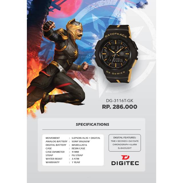DIGITEC DG3116T-GK / DG 3116T GK GATOT KACA Watch Jam Tangan ORIGINAL