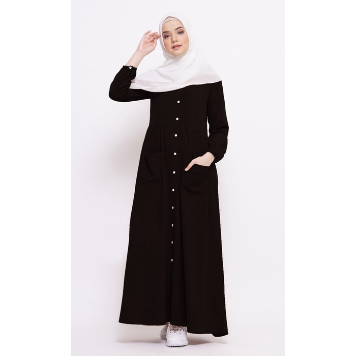 PREMIUM TUFINE - GAMIS WANITA GAMIS KEKINIAN - NAZWA DRESS BLACK - XL