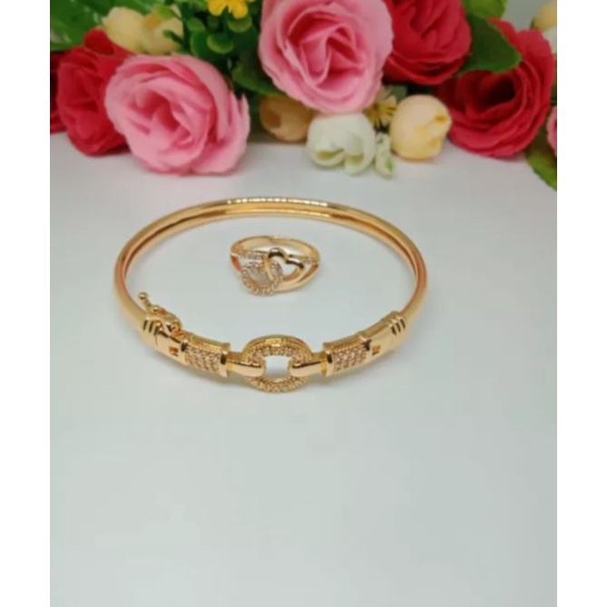 Gelang bangle gold permata mewah free cincin