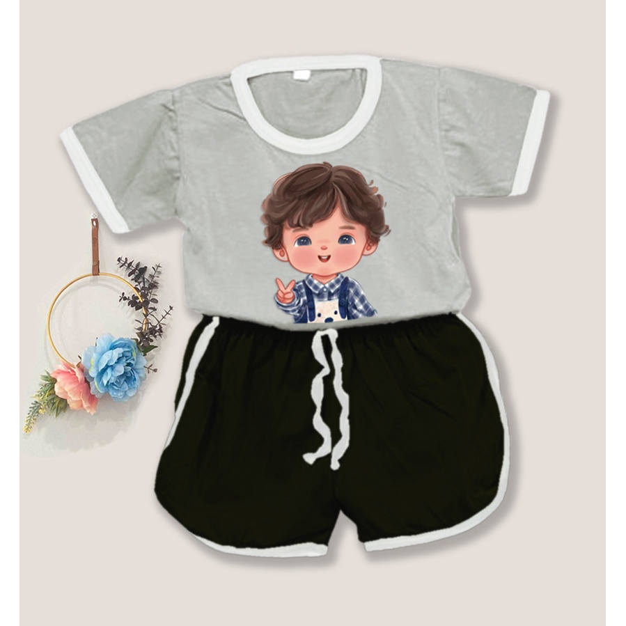 Rillo-Setelan baju playset anak combi laki-laki / setelan anak kombinasi usia 1-5tahun