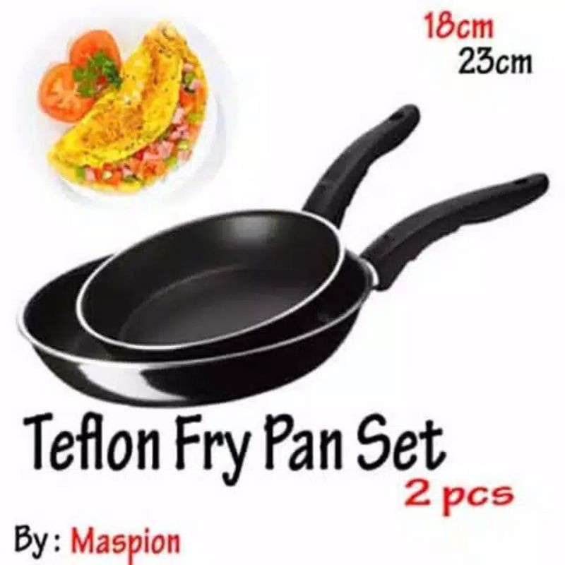 MASIPION DOUBLE FRYPAN SET HITAM MASPION 18CM +23 CM TEFLON FRYPAN WAJAN