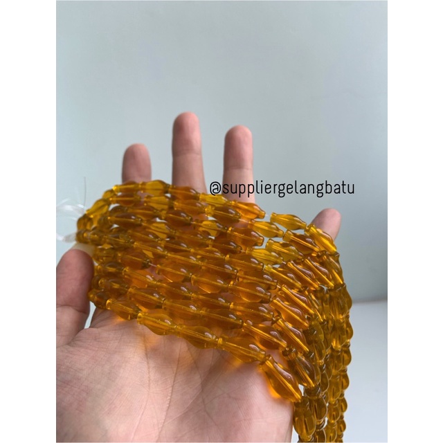 manik ujung kepala tasbih GUCI ORANGE bening craft kalung gelang 8mm