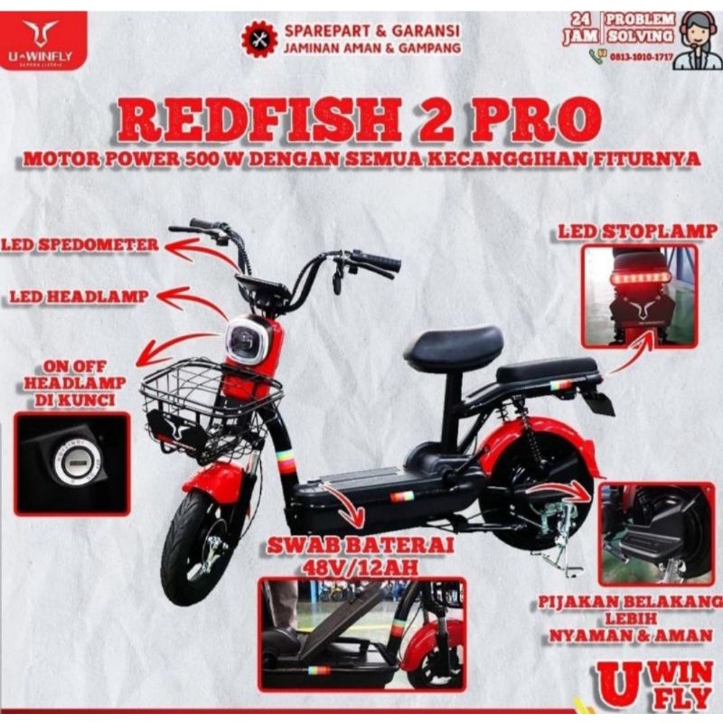 Sepeda listrik uwinfly redfish2 pro promo,ready