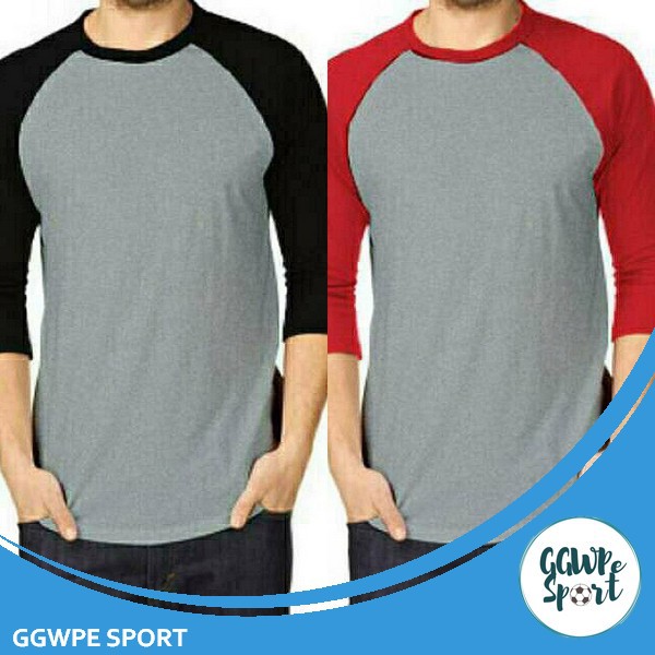 KAOS RAGLAN POLOS COWOK 3/4 COTTON COMBED PREMIUM KUALITAS TERBAIK