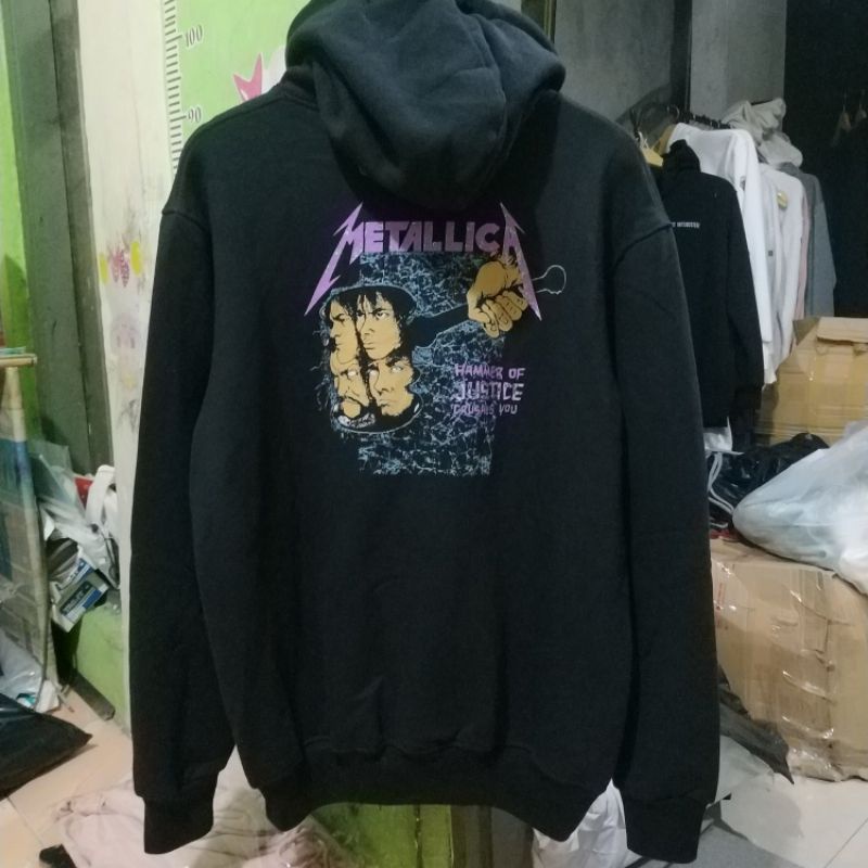 Hoodie Hnm Metallica Damage Justice Hitam Sweater Metalica black Free Paper Bag