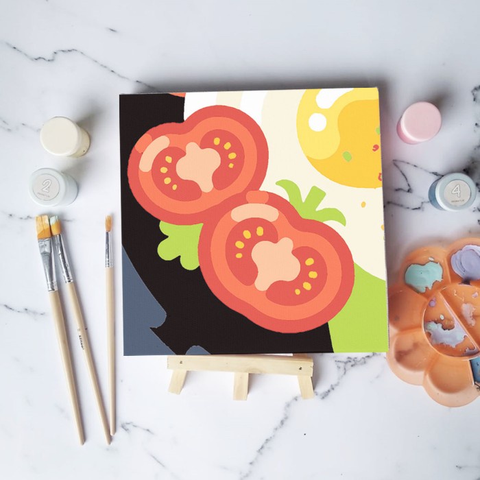 

(TERLARIS) Paint by number lukisan makanan food ver 2 canvas 20x20cm painting kit - food02, 15x15cm