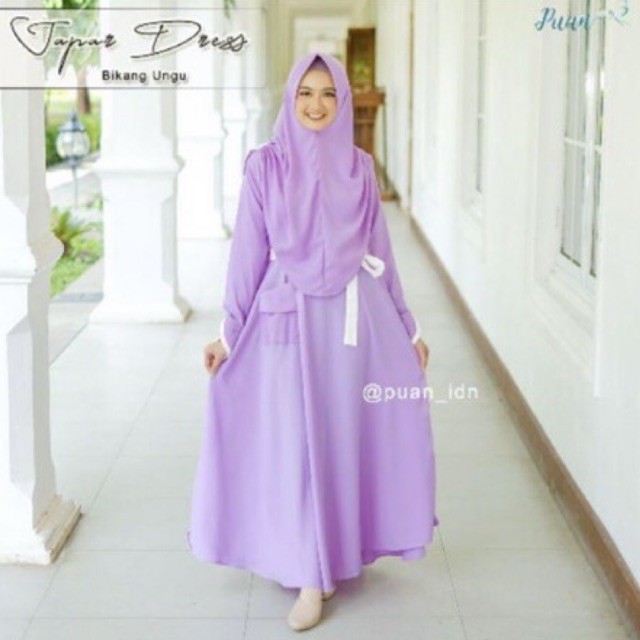 Japar Dress Bikang Ungu Gamis set By Puan