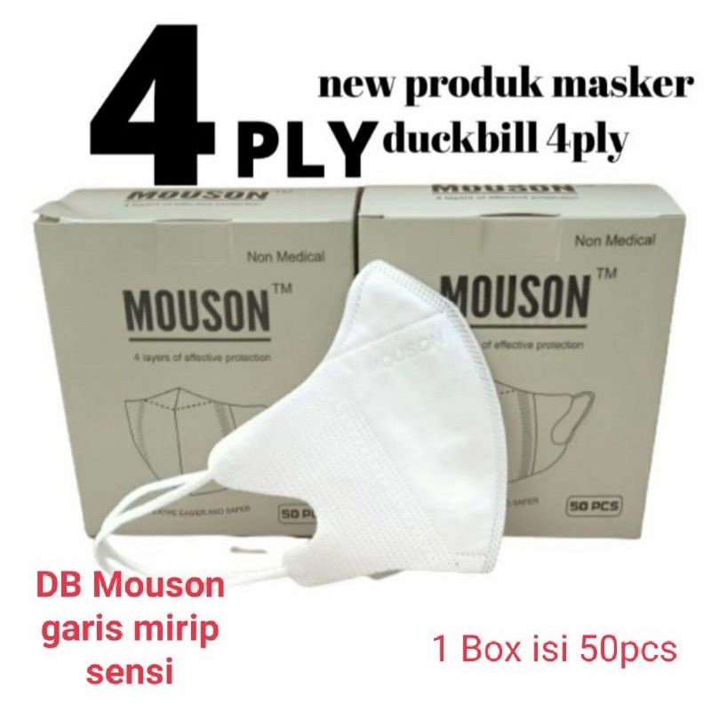 MASKER DUCKBILL MOUSON 4 PLY/ADA GARIS MIRIP SENSI/ISI 50 PCS