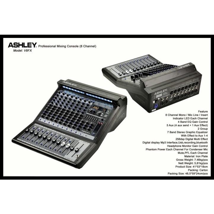 Mixer Ashley V8Fx ( 8 Channel ) Original
