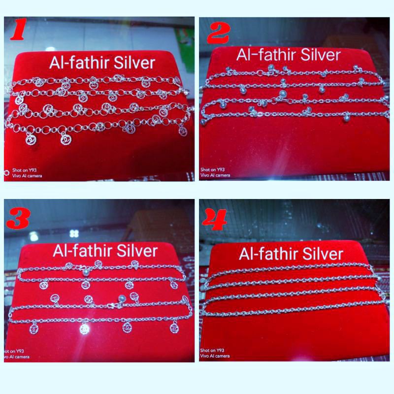 gelang kaki dewasa bahan perak murni