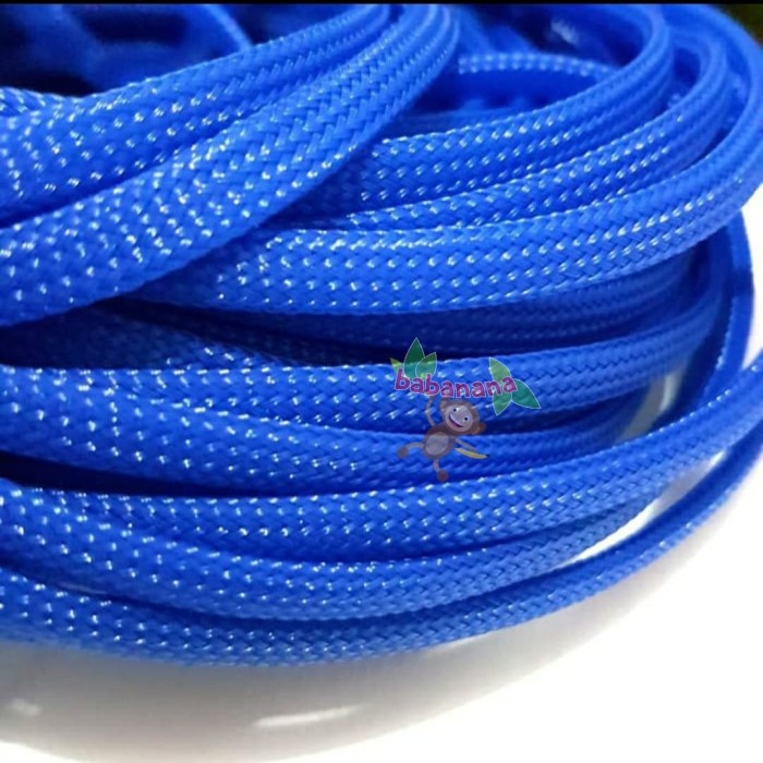 Pembungkus Kabel 4 mm Biru Tua Cable Sleeve braided nylon