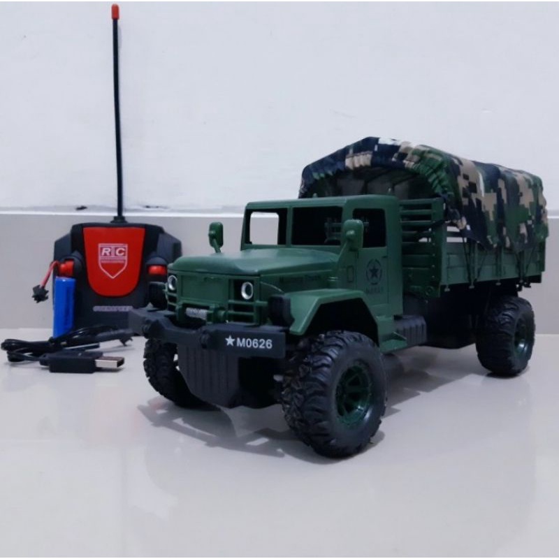 mainan remote control truk militer- rc truk militer
