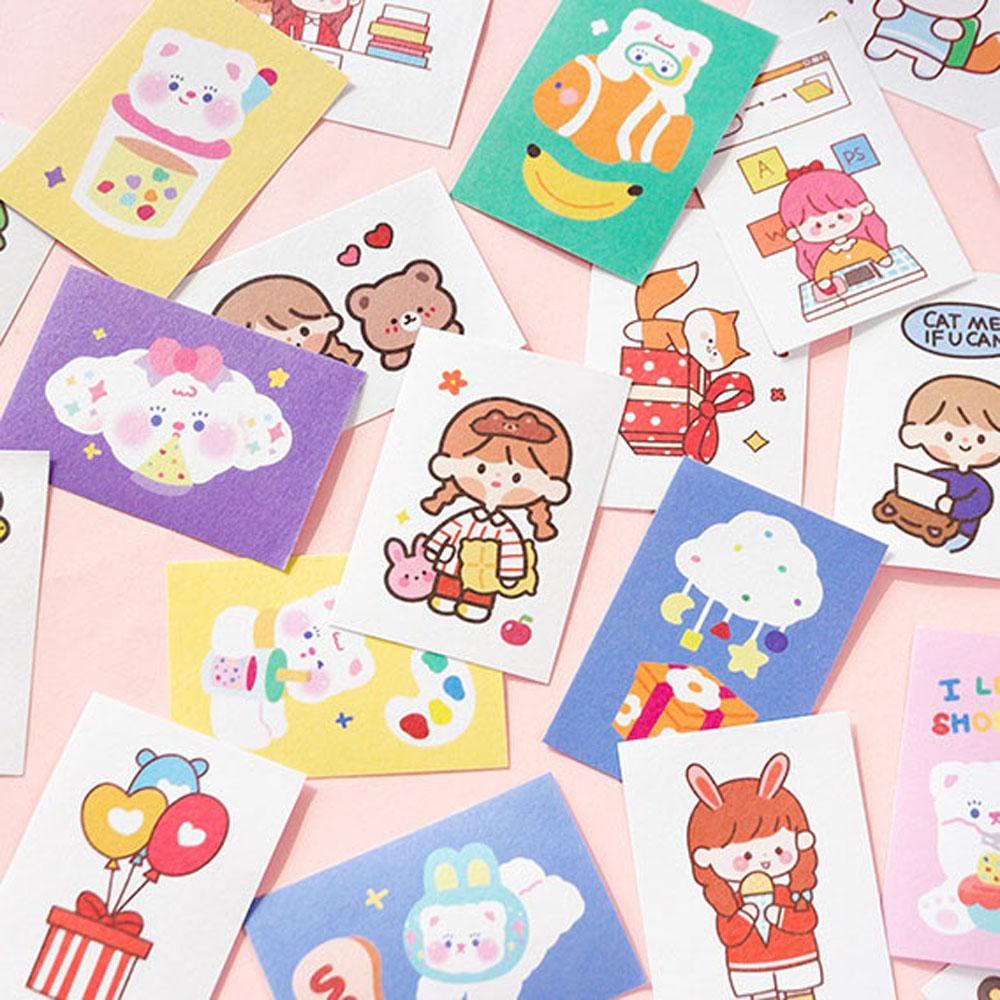 Lanfy Stiker Hias Lucu 50pcs/set Label Hias DIY Scrapbooking Album Foto Alat Tulis Kantor Sekolah Supply Diary Stickers