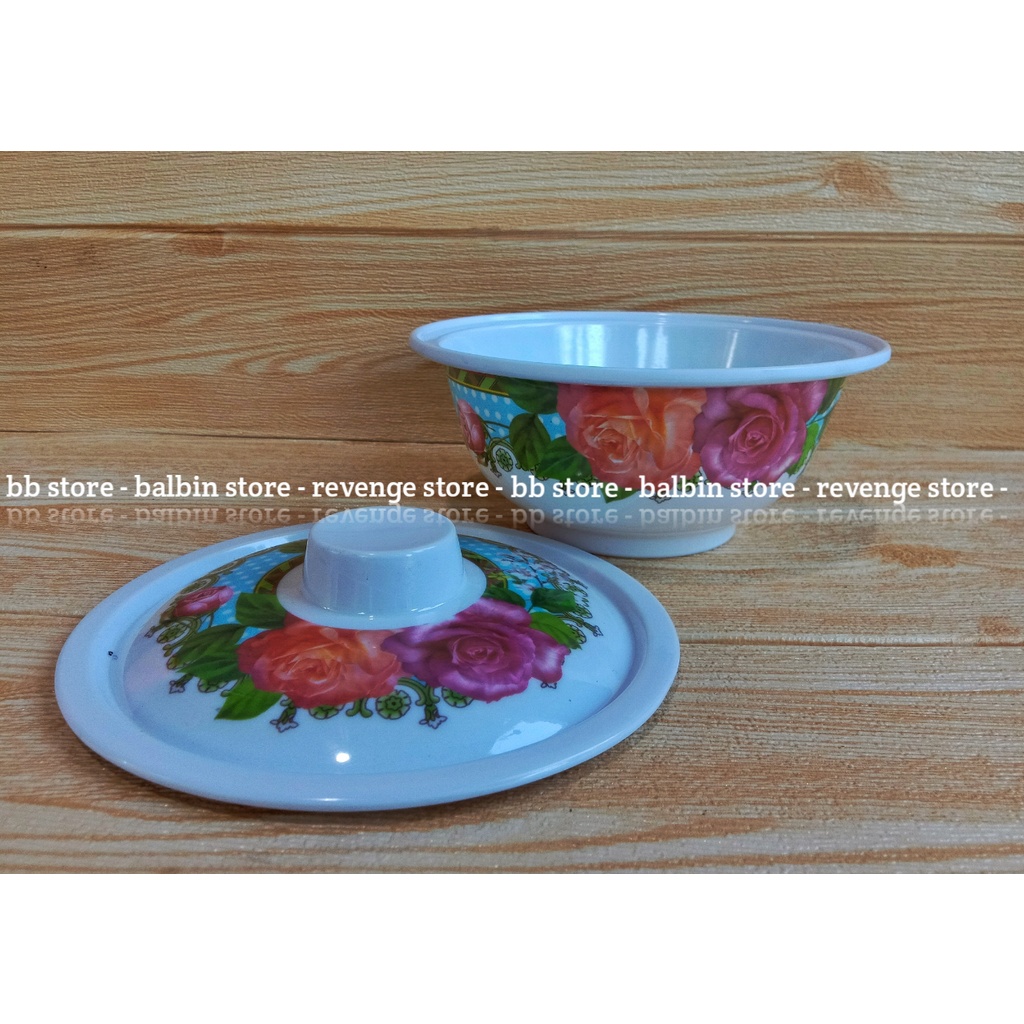 [balbin]mangkuk saji bulat melamin tutup motif rose-mangkuk saji tutup-17.5cm-mangkuk melamine tutup-terlaris dan termurah-bayar di tempat