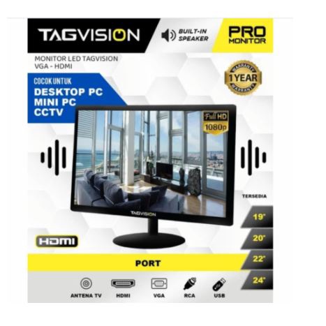 Led monitor tv tagvision 20 inch 20&quot; pro 2k vga hdmi bnc Usb-A audio Rca 3 tag-led20a tag vision