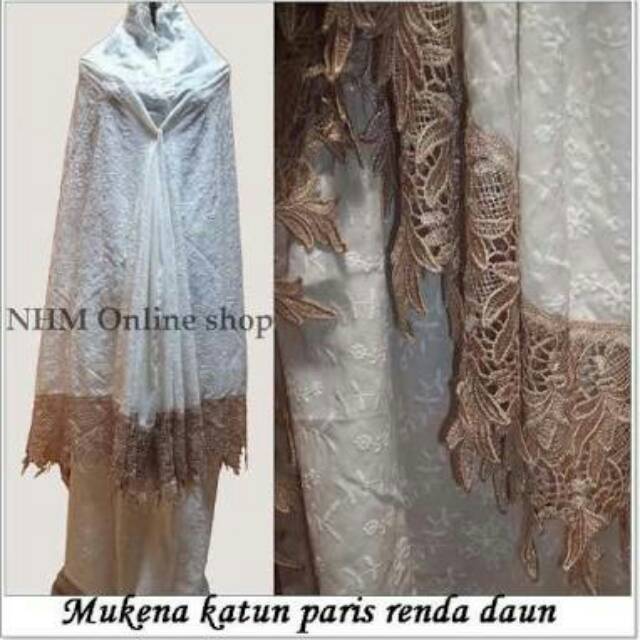 Mukena katun Paris bordir daun