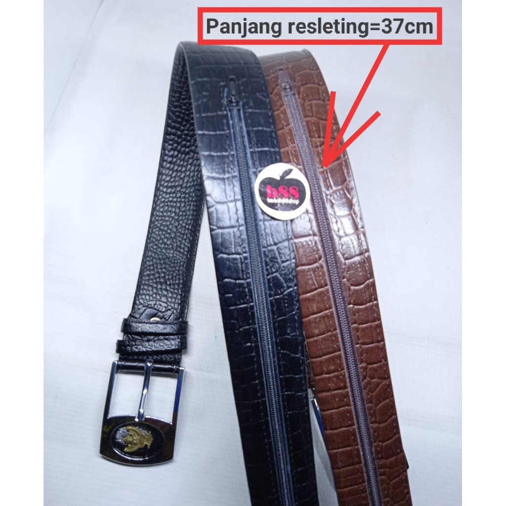 Ikat Pinggang Pria / Gesper Men Belt Resleting / Sabuk Kulit Motif Halus Dan Kulit Ular