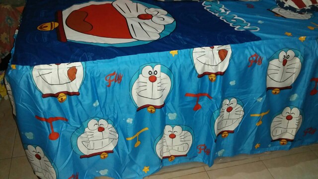 Sprei Lady Rose Duo 2in1 Motif Doraemon Sorong 120x200 - 120 Single Sp - Robot Kucing Biru