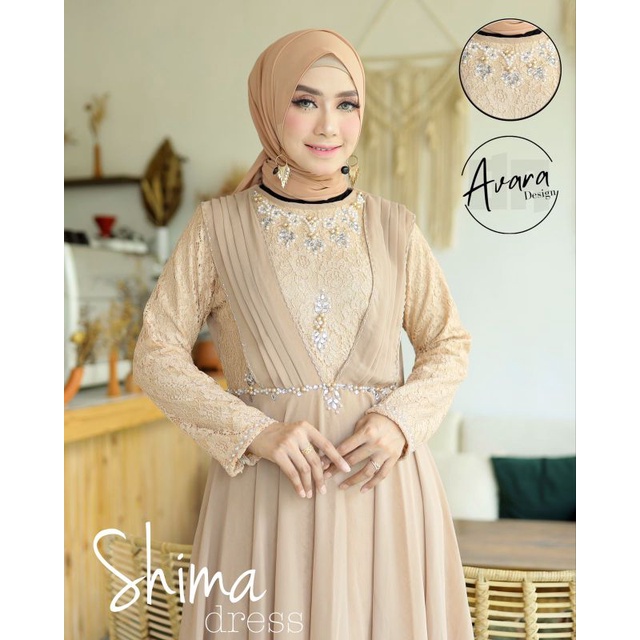 dress SHIMA / dress baby doll mix sruty+payet/dress pesta/ Dress kondangan / wudhu frendy