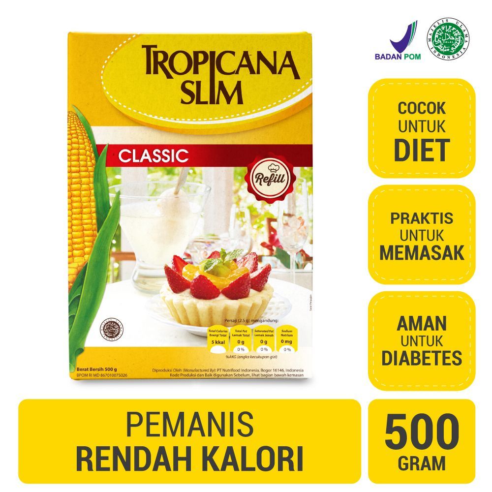 

Tropicana Slim Sweetener Classic Refill 500gr - Pemanis untuk Bantu Batasi Gula