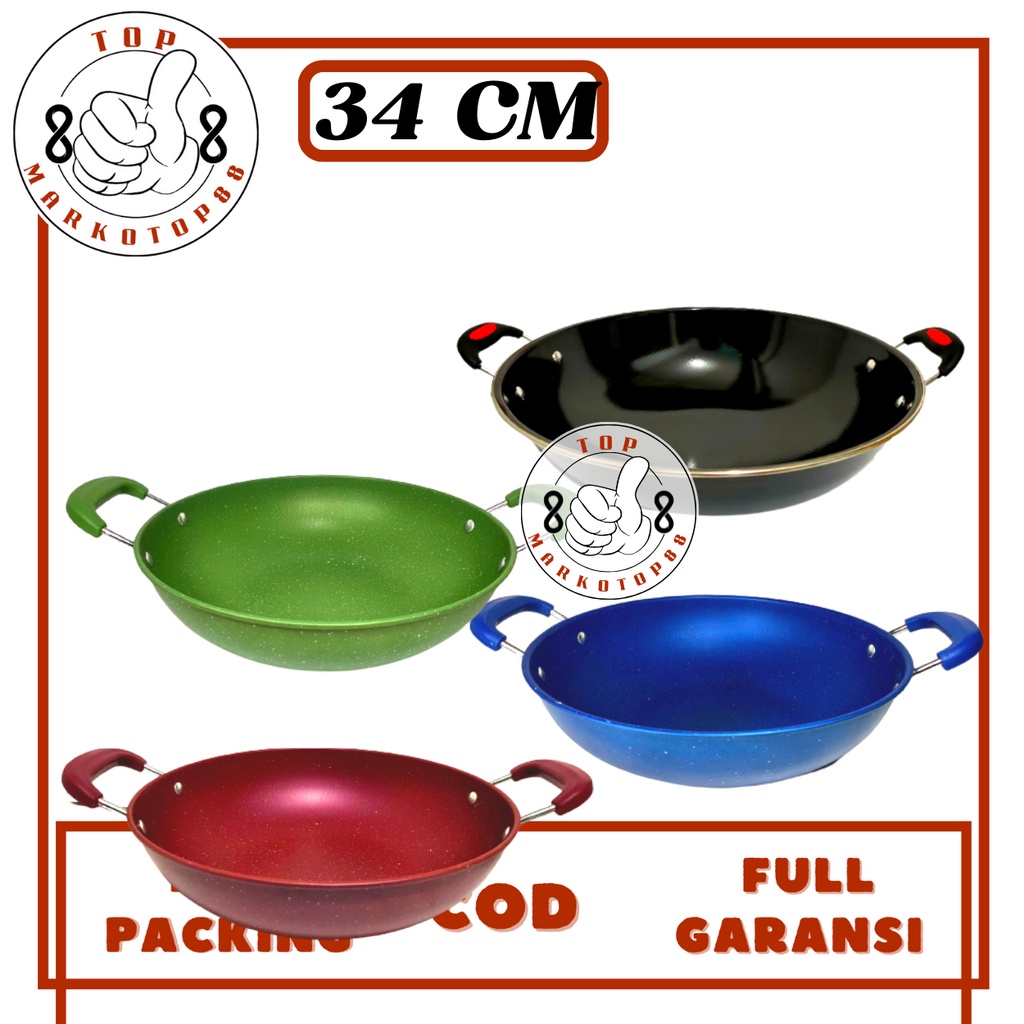 WAJAN PENGGORENGAN GRANITE ENAMEL 34 CM GSF 2234 WOK WAJAN PANCI KUALI PENGGORENGAN ANTI LENGKET ANT