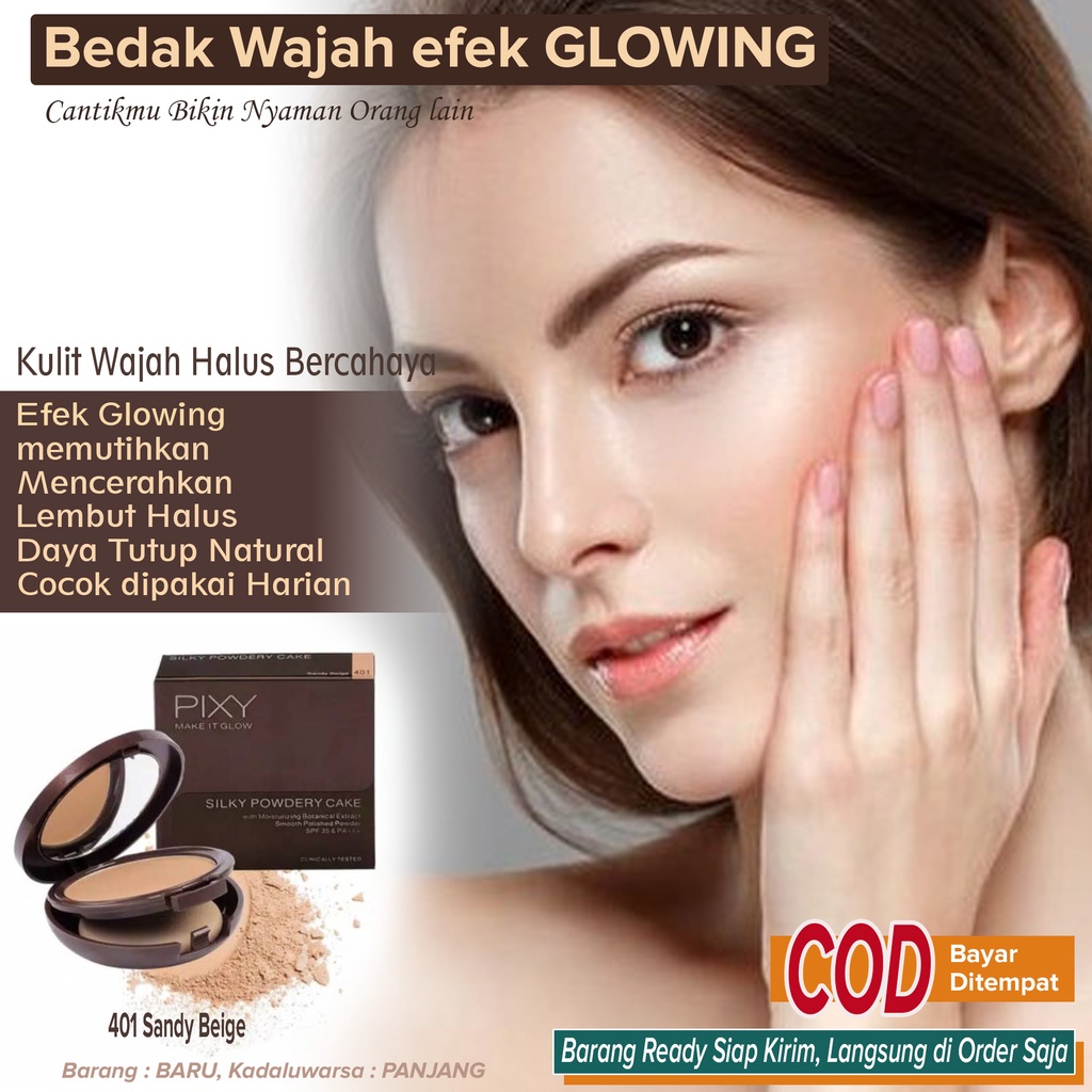 Bedak Wajah GLOWING Pemutih Pencerah Penghalus Pelembut Sebagai Penutup Penyamar Flek Hitam Bekas Je