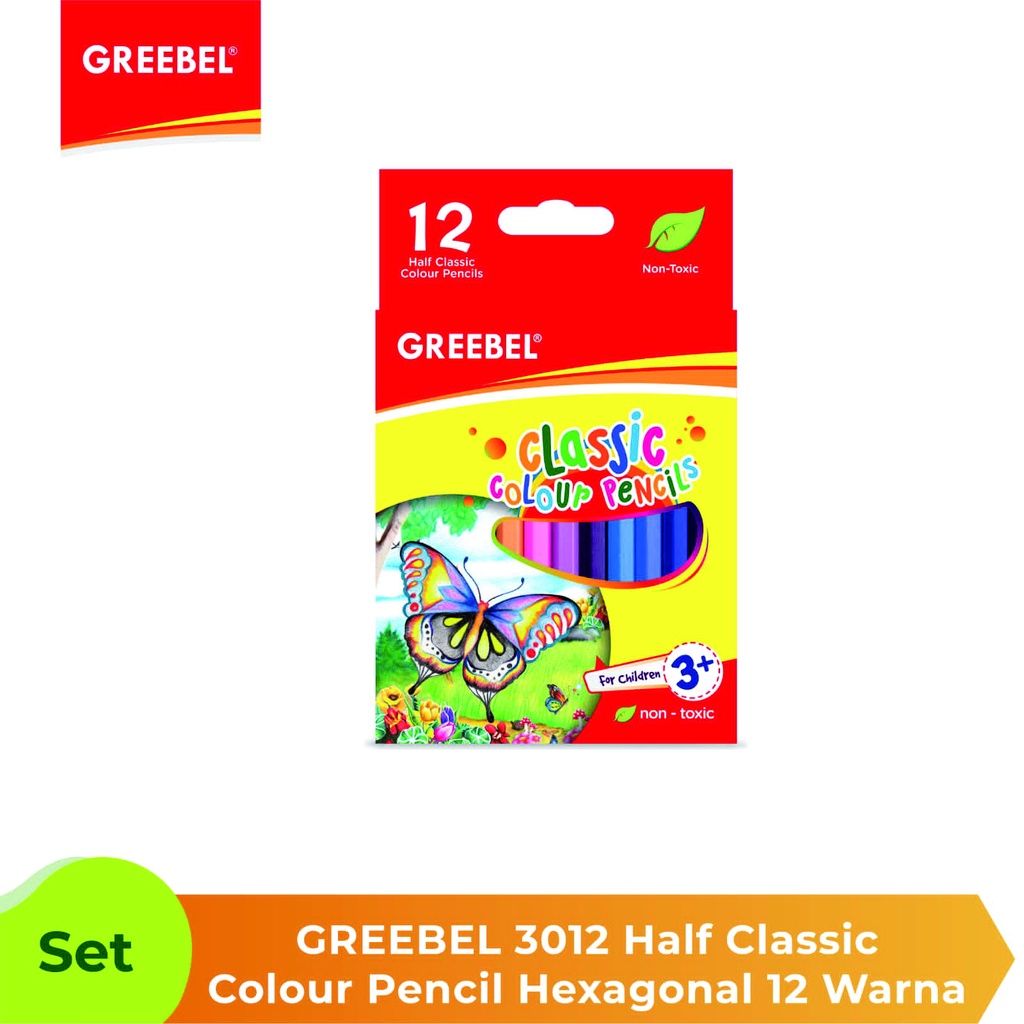 

GREEBEL 3012 Classic Colour Pencils Half (Pensil Warna ) 12 Warna