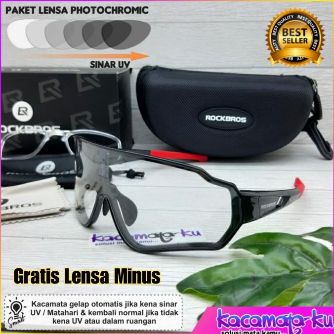 Kacamata Gowes Sepeda Mata Minus Photocromic UV Rockbros Original