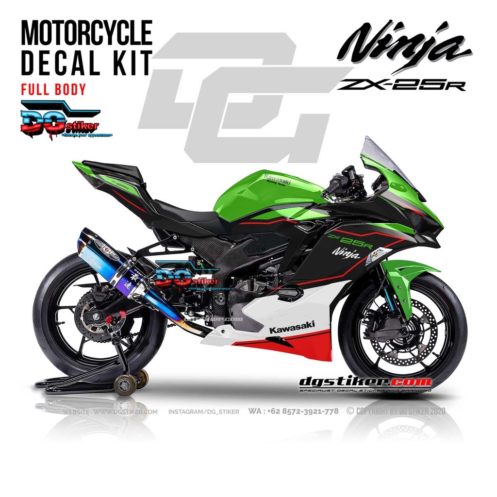 Decal Stiker ZX25r Hitam Hijau KRT 2021