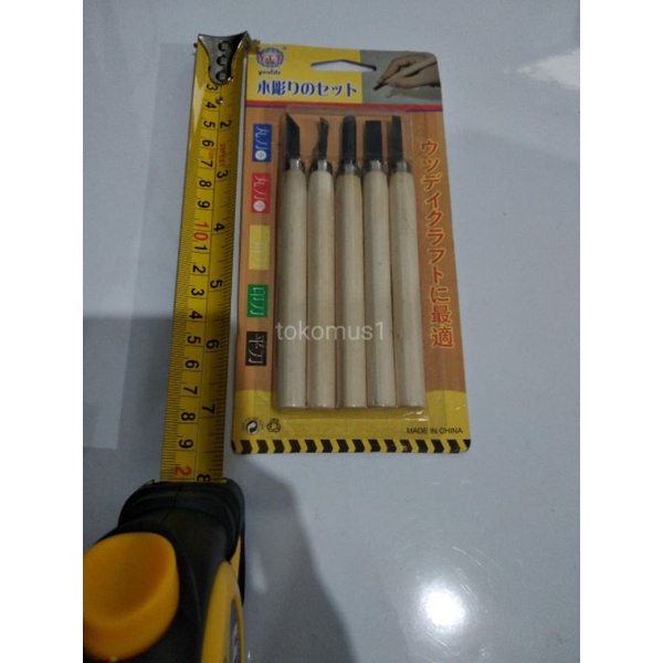 SET PISAU UKIR ALAT PAHAT KAYU WOOD CARVING KNIFE 5 IN1