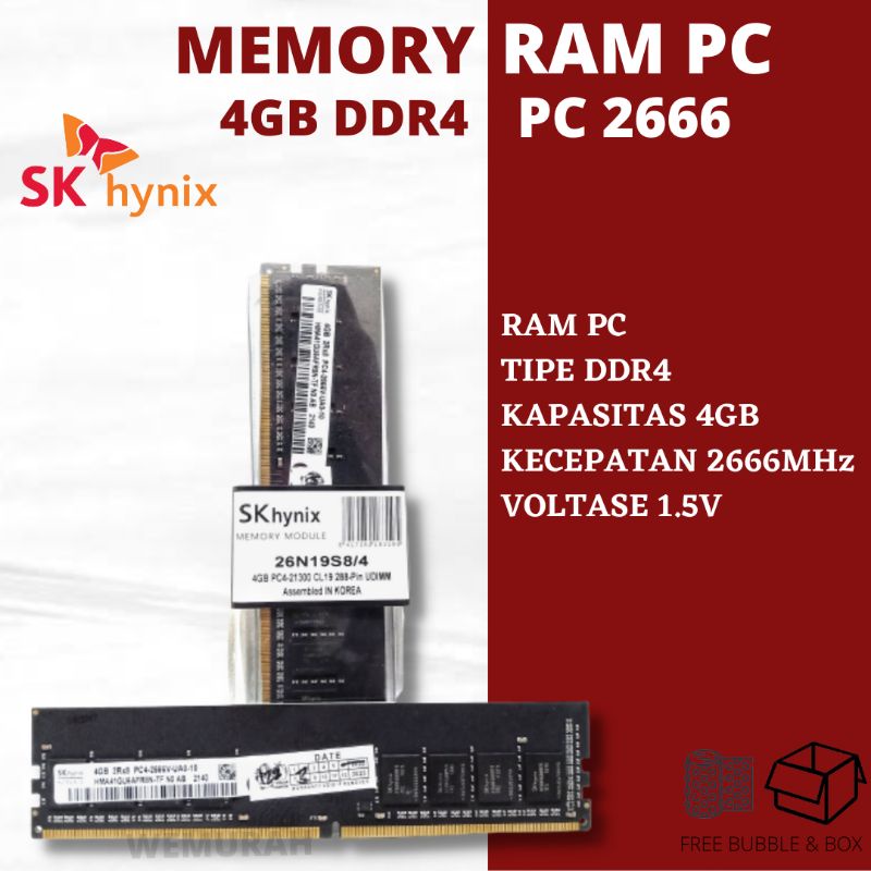 Memory RAM 4GB DDR4 PC 2666 longdimm - memory ram Komputer/PC 4GB DDR4