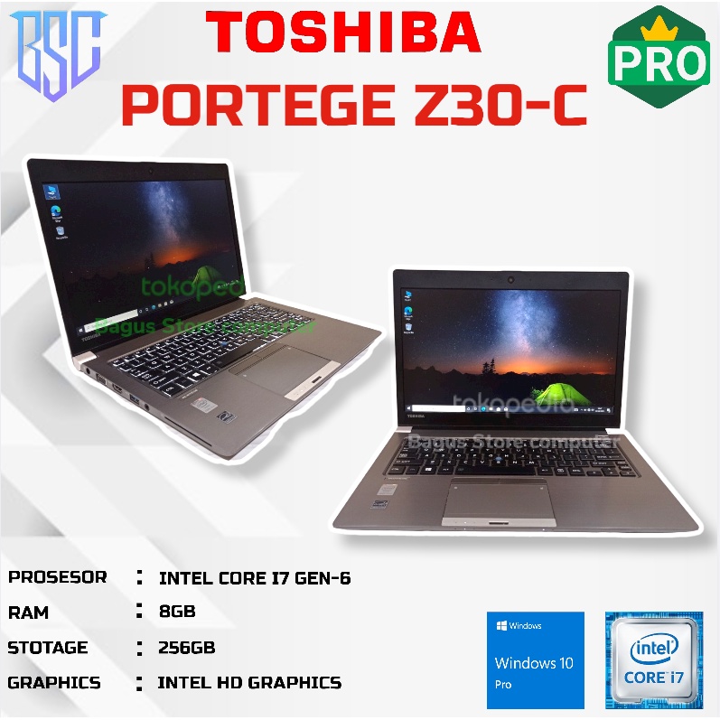 Laptop Second Tipis Murah Toshiba Portege Z30-C ci7 Gen-6 ram 8gb