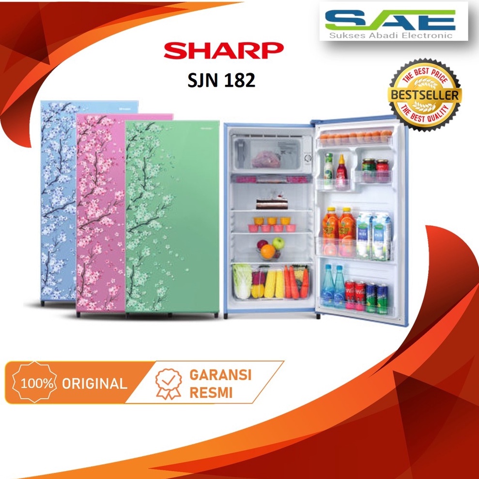 Kulkas SHARP SJ-N182 SJ182 1 Pintu 166 Liter Kirei 3 GARANSI RESMI