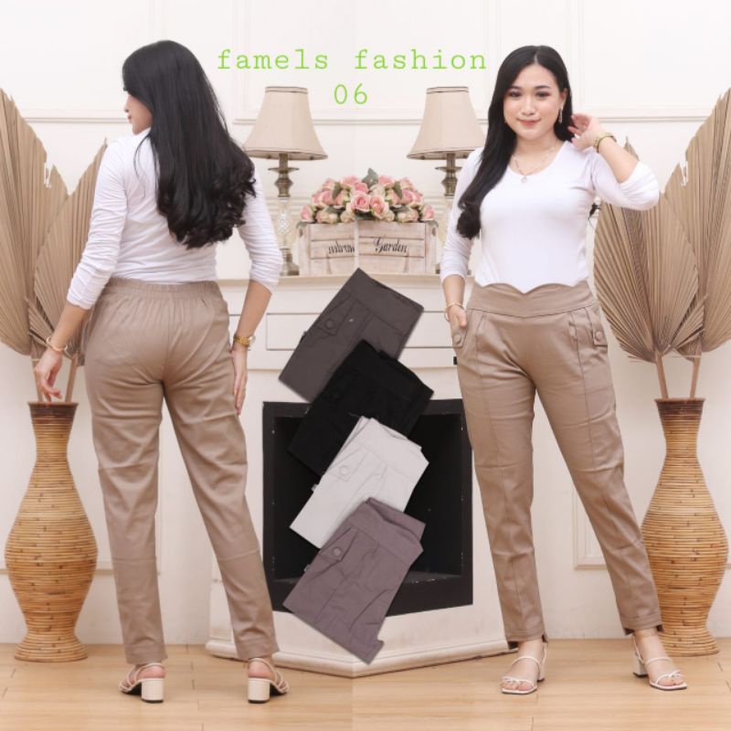 Baggy pants wanita katun twil combed diamond / celana panjang wanita model jinjit dan lipat / celana kerja wanita