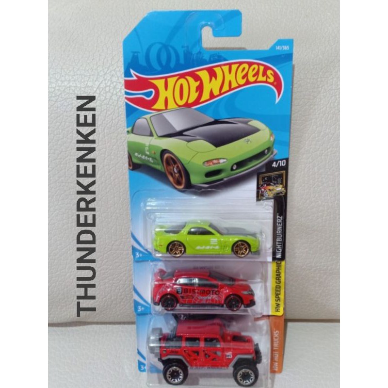 HOT WHEELS PAKET HONDA,MAZDA RX7,JEEP WRANGLER
