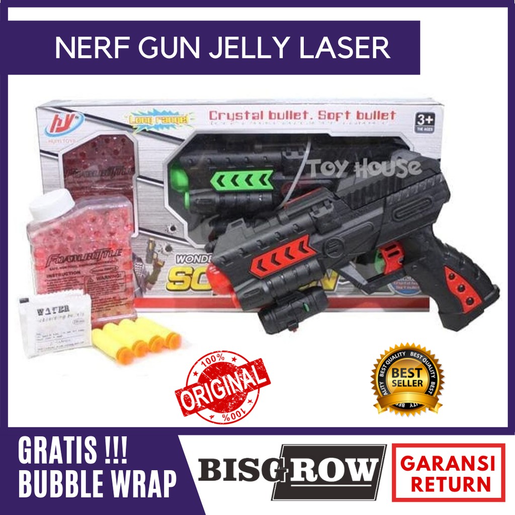 Mainan Tembakan Nerf Gun Elite Blaster Tembak Pistol Anak Peluru Busa Jelly Laser Original