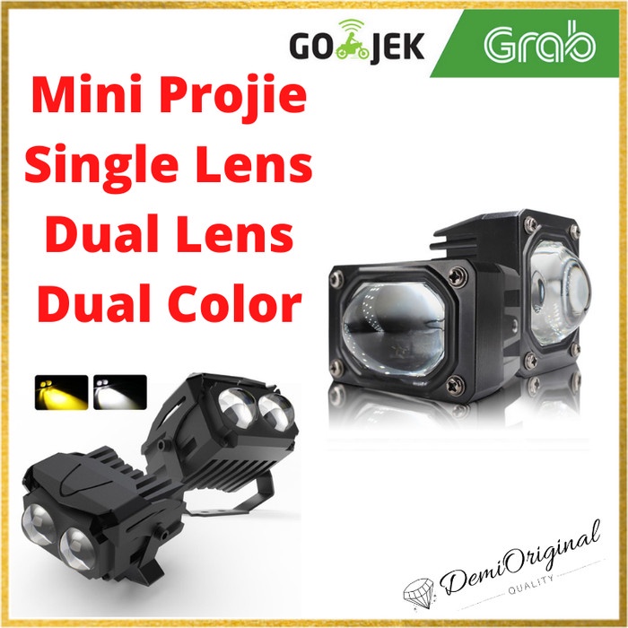 Lampu LED Mini Projie MT26 MT27 U10 Dual Color Foglamp Mobil Motor Sangat Terang