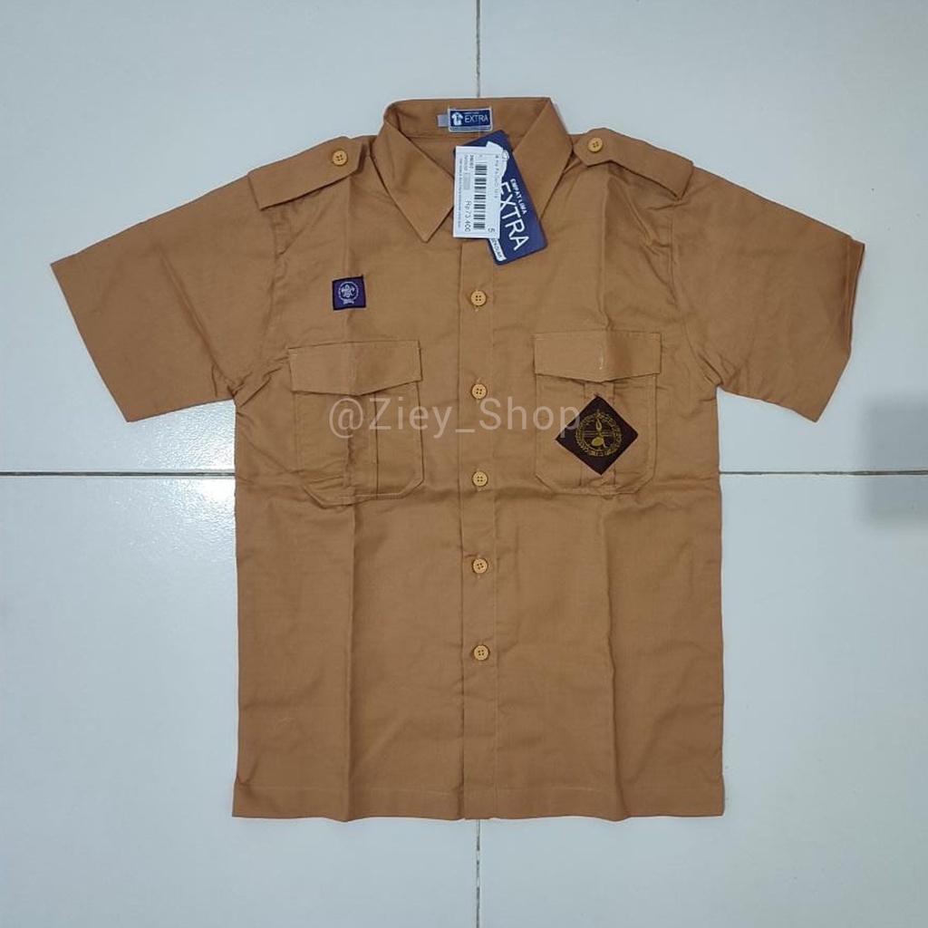 Baju SD SMP SMA/SMK Pramuka Cowok L.Pendek Extra Empat Lima